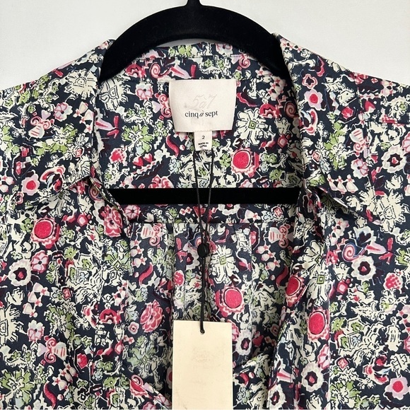 NWT Cinq A Sept Anthropologie Floral Print Layered Midi Dress Shirt Overlay sz 2 - Picture 8 of 16